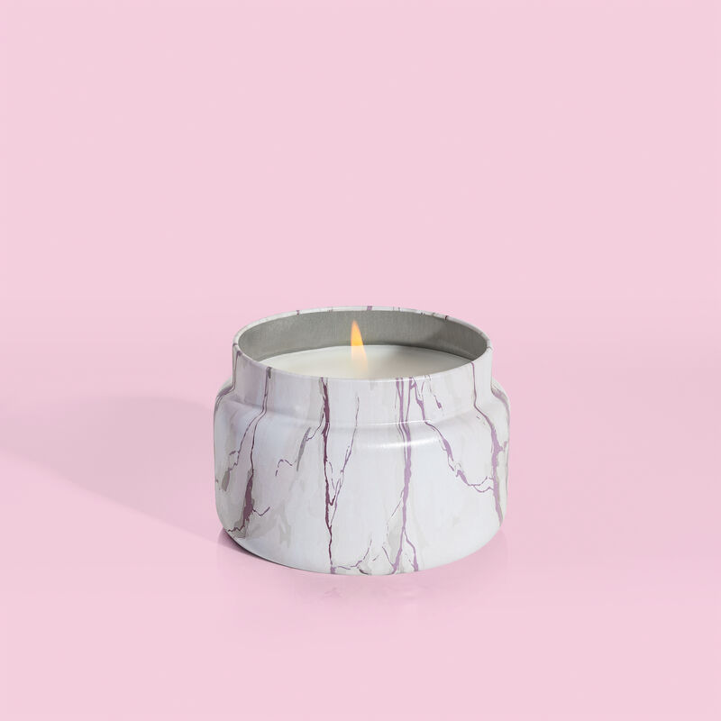 Aloha Orchid Modern Marble Travel Tin Candle Lit image number 1